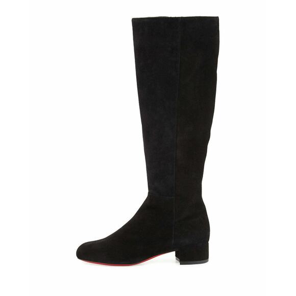 Christian Louboutin Liliboot 30 Black Suede Zipper Zip Knee High Heel Boot 34.5 - Picture 8 of 12